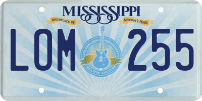 MS license plate LOM255