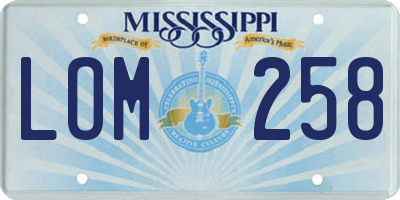 MS license plate LOM258