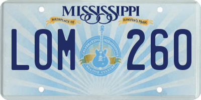 MS license plate LOM260