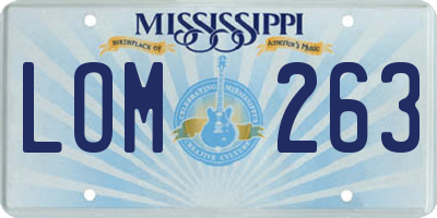 MS license plate LOM263