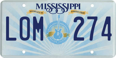 MS license plate LOM274