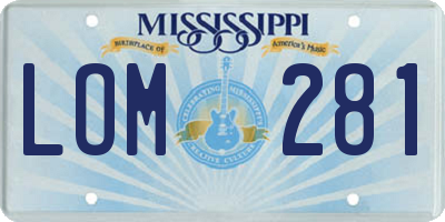 MS license plate LOM281