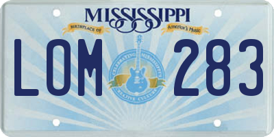 MS license plate LOM283