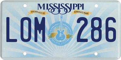 MS license plate LOM286