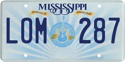 MS license plate LOM287