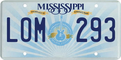 MS license plate LOM293
