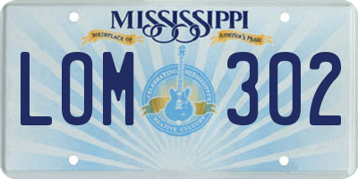 MS license plate LOM302
