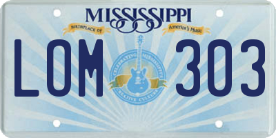 MS license plate LOM303