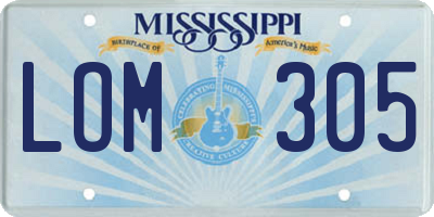 MS license plate LOM305
