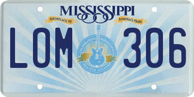 MS license plate LOM306
