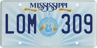 MS license plate LOM309
