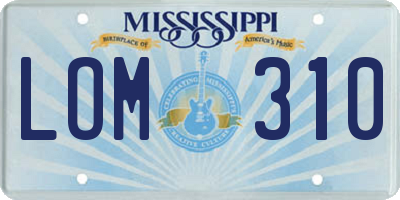 MS license plate LOM310