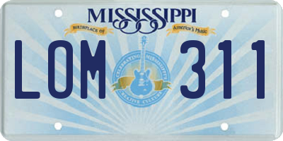 MS license plate LOM311