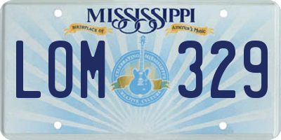 MS license plate LOM329
