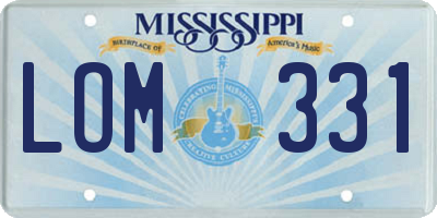 MS license plate LOM331