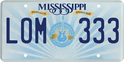 MS license plate LOM333