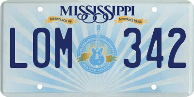 MS license plate LOM342