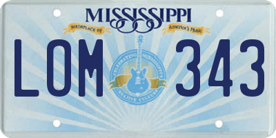 MS license plate LOM343