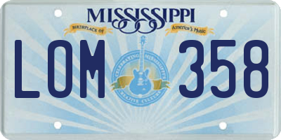 MS license plate LOM358