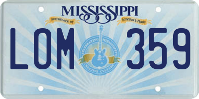 MS license plate LOM359