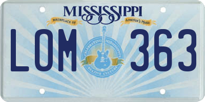 MS license plate LOM363