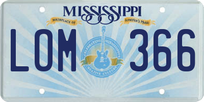 MS license plate LOM366