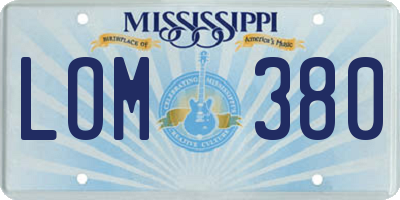 MS license plate LOM380