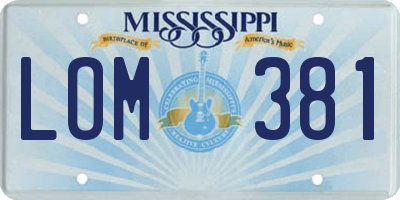 MS license plate LOM381
