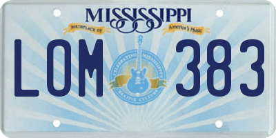 MS license plate LOM383