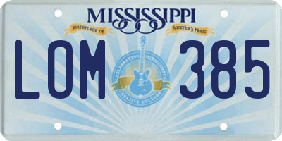 MS license plate LOM385