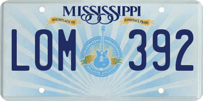 MS license plate LOM392