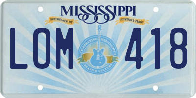 MS license plate LOM418