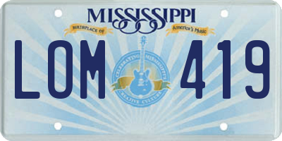 MS license plate LOM419