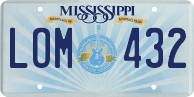 MS license plate LOM432