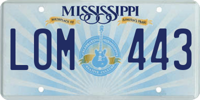MS license plate LOM443