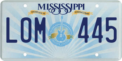 MS license plate LOM445