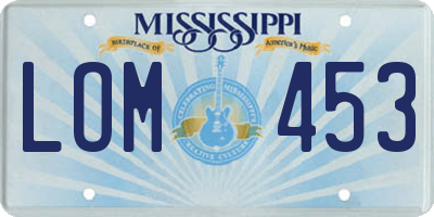 MS license plate LOM453