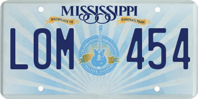 MS license plate LOM454