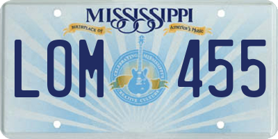MS license plate LOM455