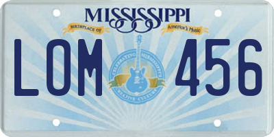 MS license plate LOM456