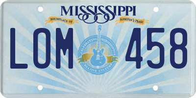 MS license plate LOM458