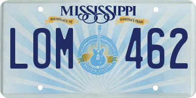 MS license plate LOM462