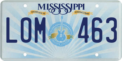 MS license plate LOM463