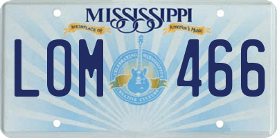 MS license plate LOM466