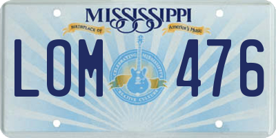 MS license plate LOM476
