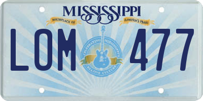 MS license plate LOM477