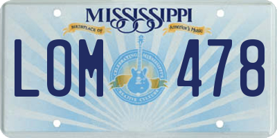 MS license plate LOM478