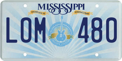 MS license plate LOM480