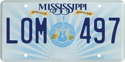 MS license plate LOM497