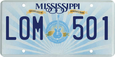 MS license plate LOM501